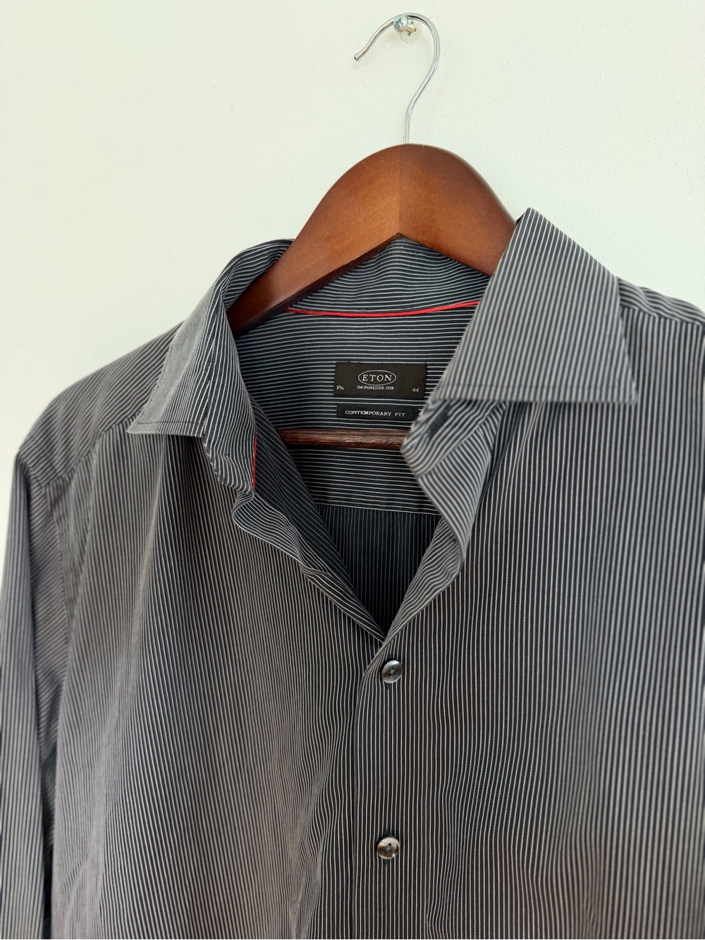 Eton Men's Black and White Micro-Stripe Dress Shirt